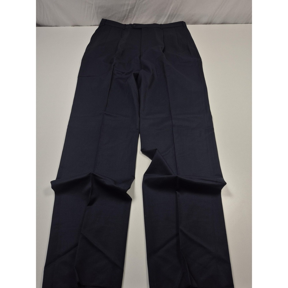 VTG Majer Dress Pants Mens 38x36 Blue Wool Pleated Straight Classic USA NWT